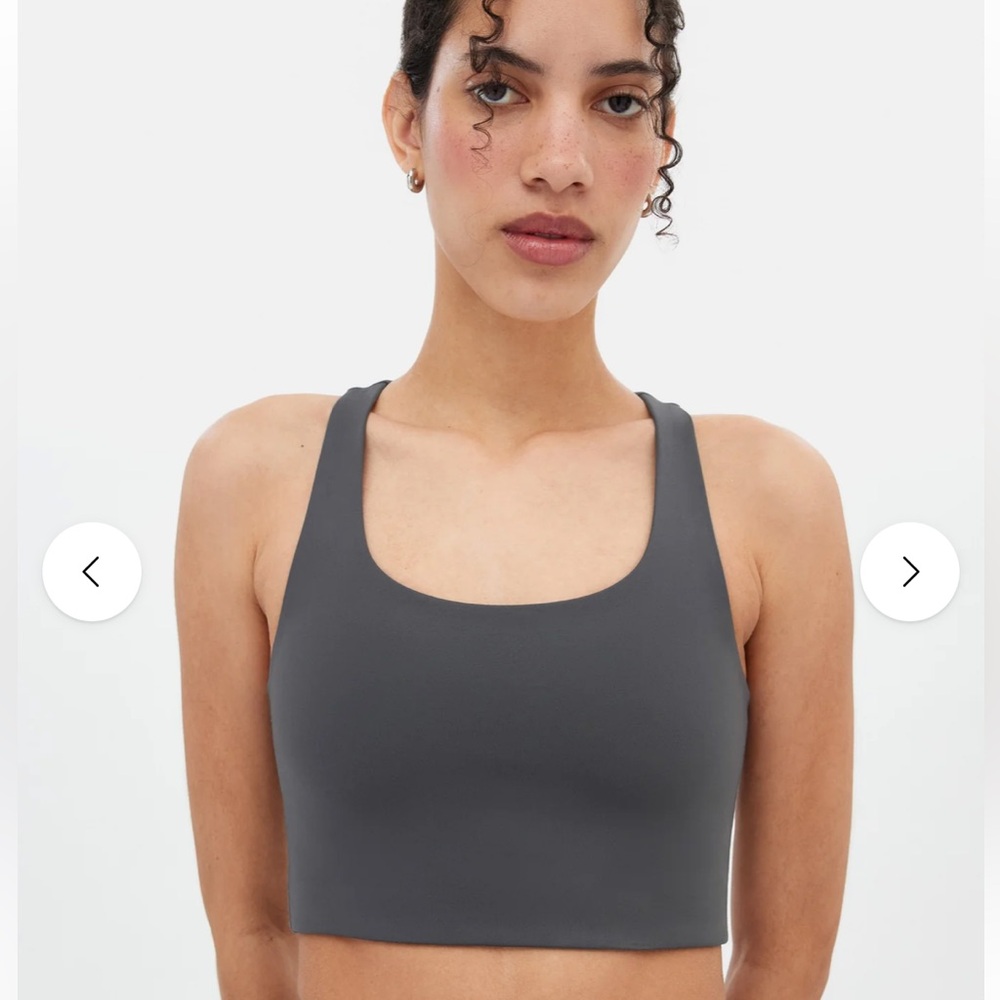 Girlfriend Collective Moon Paloma Racerback Sports Bra, Dark Gray, Size Small